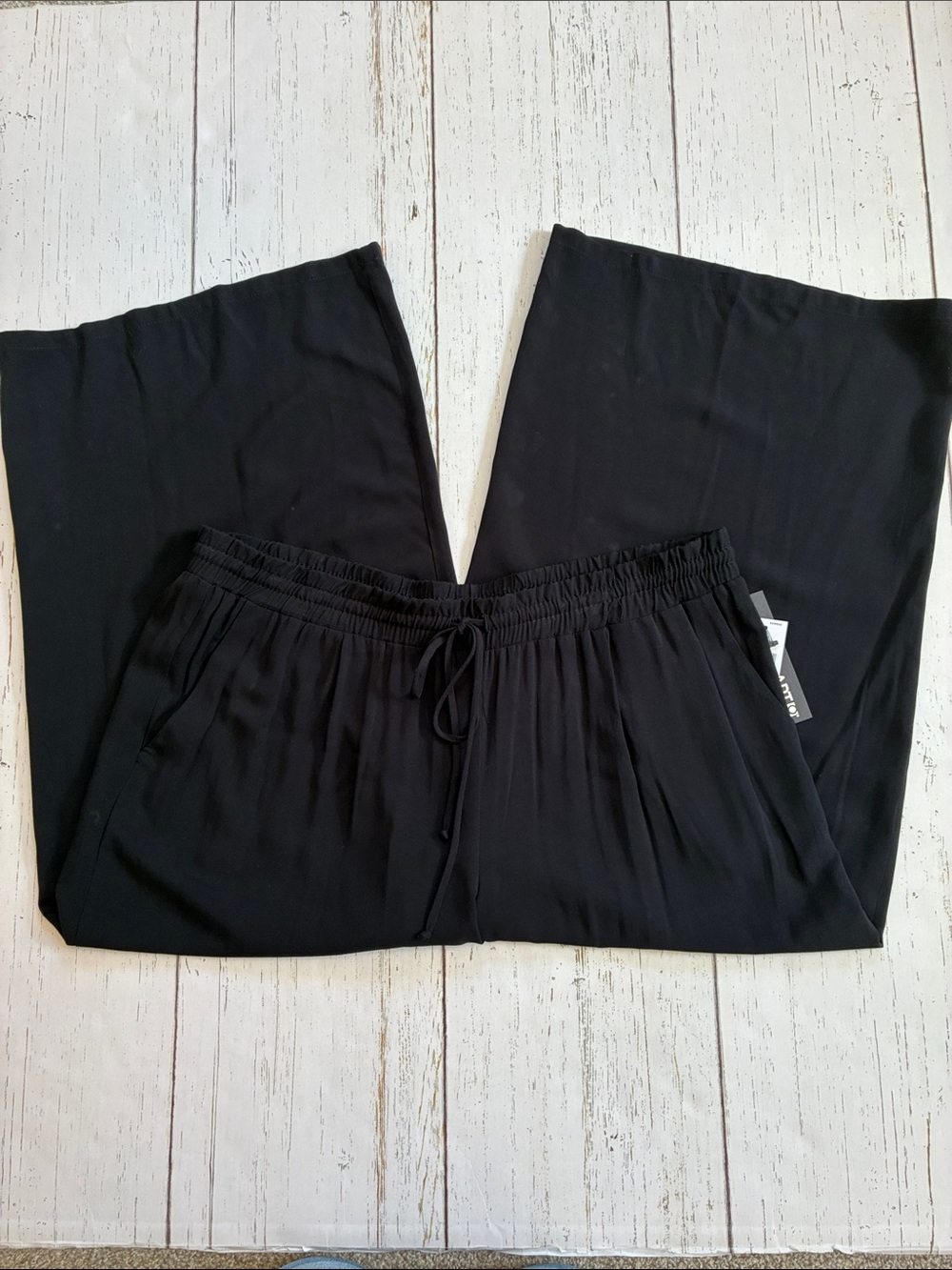 Apt. 9 Black Rayon Wide-Leg Drawstring Waist Palazzo Pants, size L, NWT - Picture 11 of 15